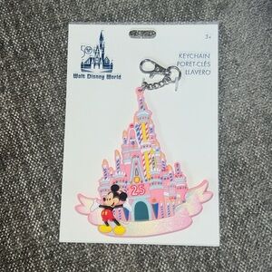 Disney World 50th, 25th Memories Castle Cake Key Chain, NEW